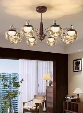 中古风柿子客厅吊灯2026新款法式轻奢新中式创意投影灯卧室餐厅灯