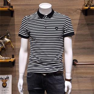 T恤男POLO衫 商务夏季 短袖 条纹潮流半袖 时尚 刺绣潮流翻领上衣男士