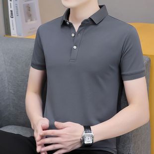 轻奢纯色翻领T恤男保罗衫 高档冰爽珠地棉短袖 2024夏季 polo衫 男士