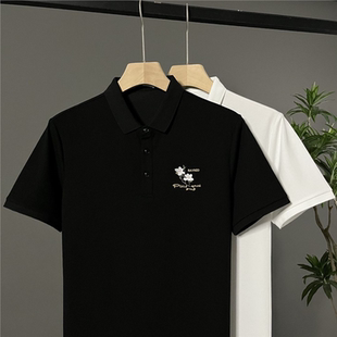 2025夏季 男POLO衫 精工刺绣珠地棉 新款 短袖 T恤翻领青年体恤打底衫