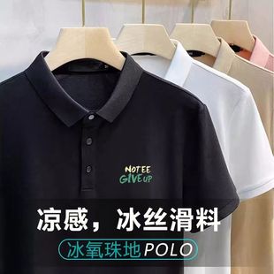 翻领短袖 冰丝polo衫 修身 男2025新款 珠地透气T恤商务带领上衣 夏季
