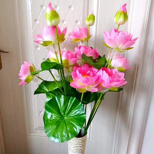 绢花荷花供佛莲花高枝仿真花假花