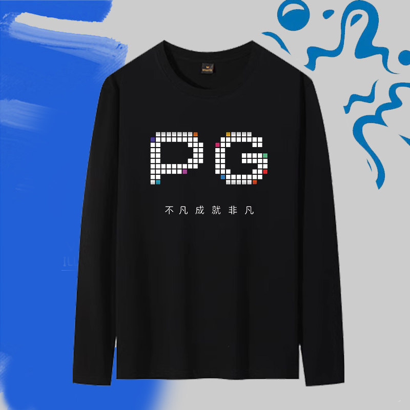 纯棉春秋长袖T恤趣味发财个性网红PG不死鸟麻将糊了衣服国潮打底
