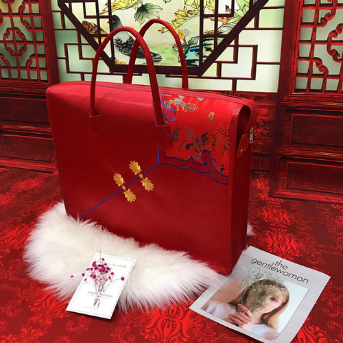 陪嫁大红婚礼高档袋子四件套