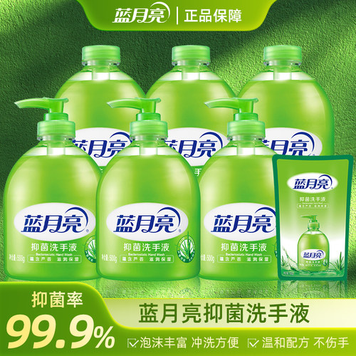 蓝月亮野菊花芦荟清香洗手液手洗家用抑菌袋装补充装绿色500g大瓶