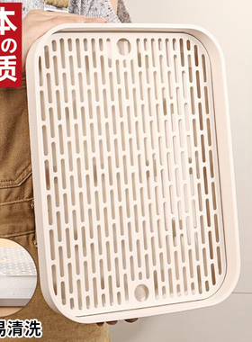 日本双层加厚沥水托盘茶盘2025新款家用年轻人小型茶具台置物杯架