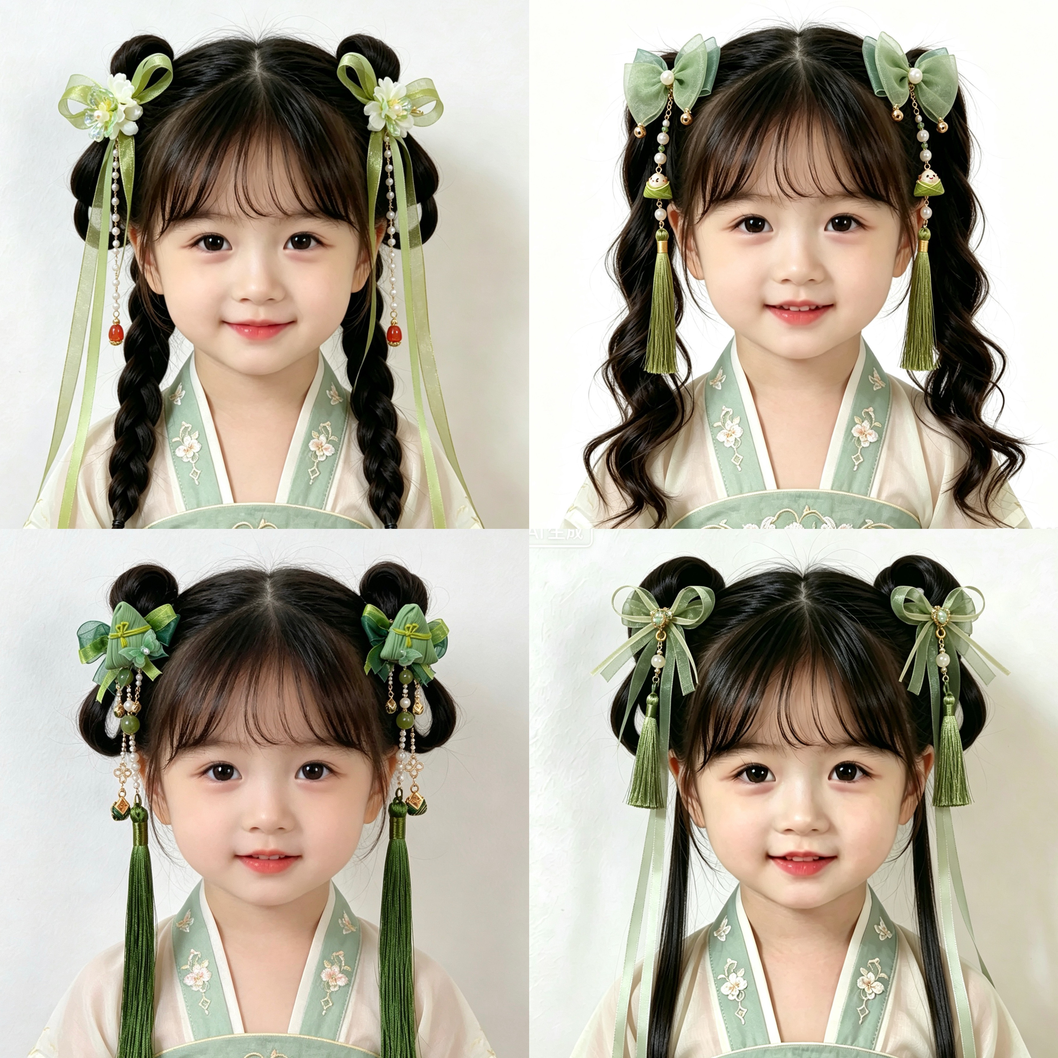 手工端午节粽子发饰 儿童汉服发发饰