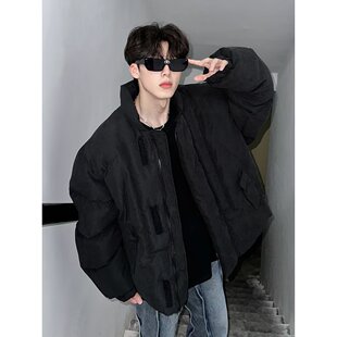 牛仔拼接羽绒棉服男款冬季假两件棉衣韩版潮流宽松面包服痞帅外套