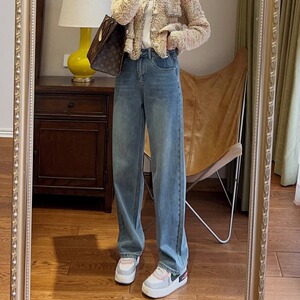 宽松阔腿牛仔裤女秋季新款大码胖妹妹mm显瘦梨型身材直筒拖地裤子