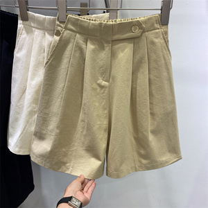 2023年夏季新款宽松休闲短裤女大码胖mm高腰显瘦韩版阔腿五分裤子