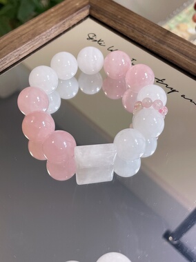 018雪花幽灵手牌-马粉卡16天然水晶搭配樱花雨跑环