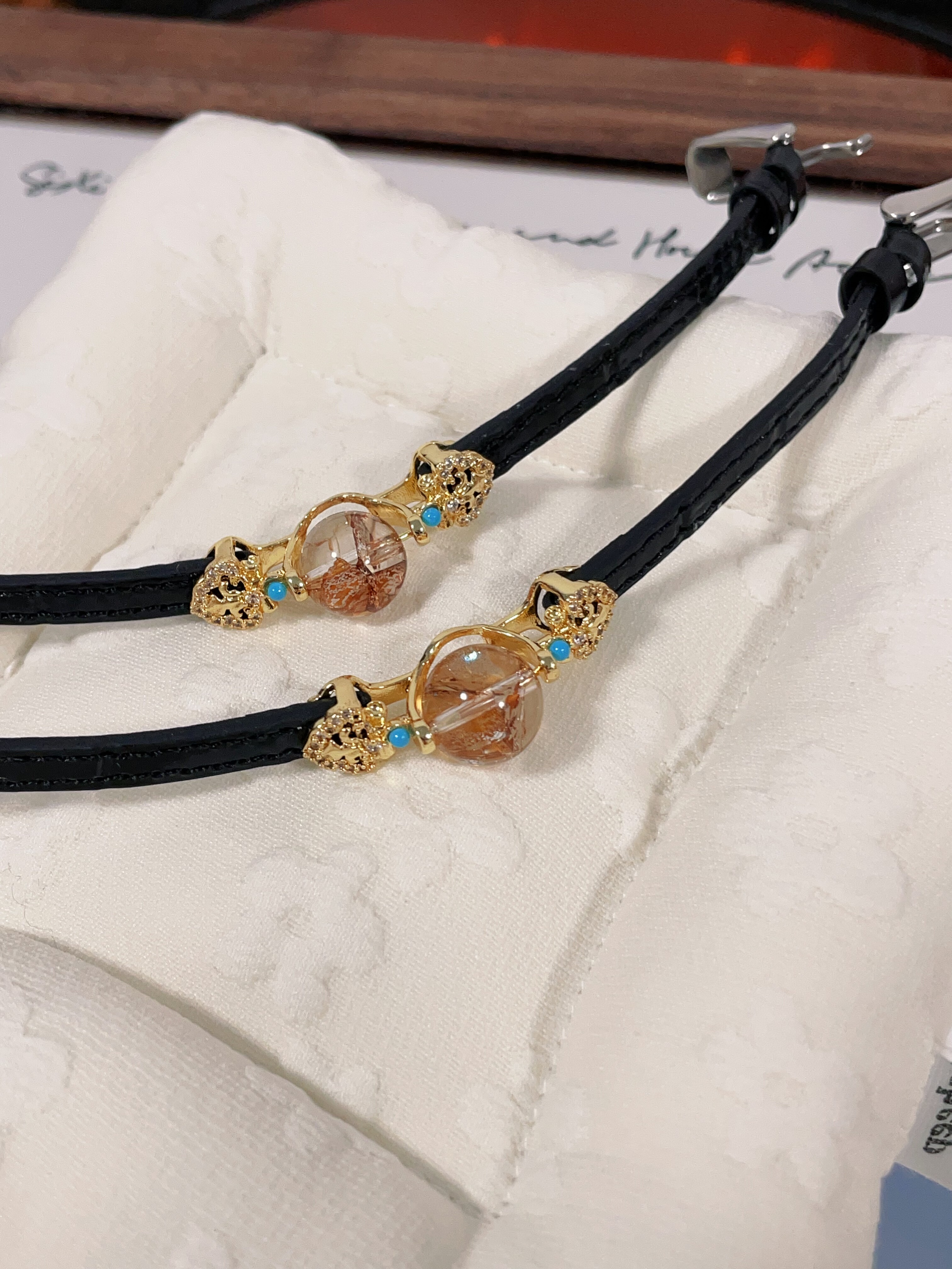 045天然水晶表带金箔女款原创设计小众