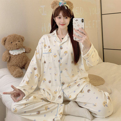 可爱小狗德绒睡衣女秋冬加厚保暖