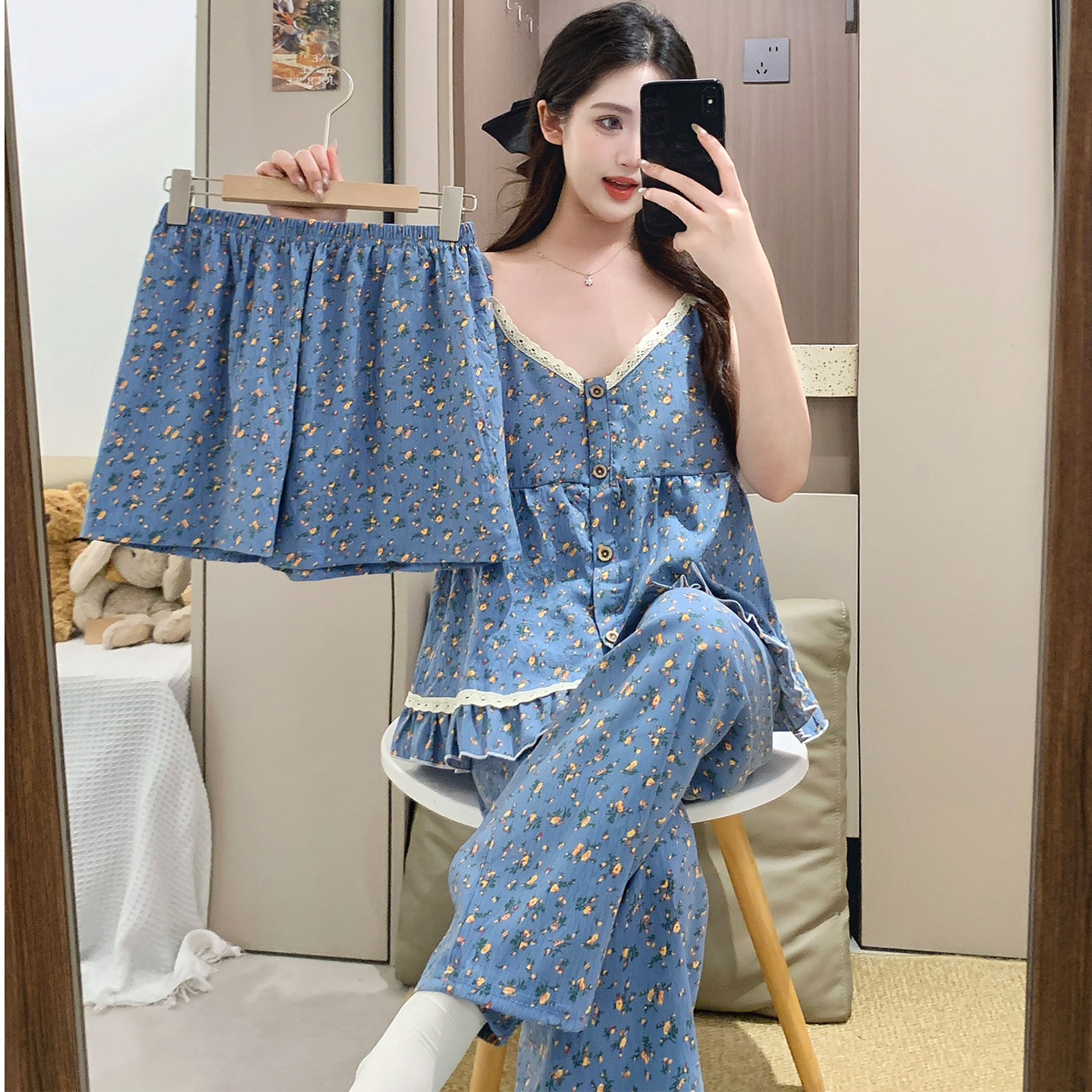 三件套睡衣女款夏季2025新款少女