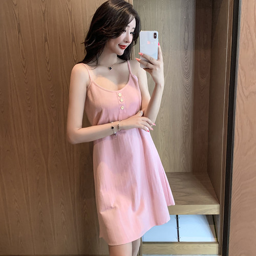 纯棉女夏季吊带睡裙少女家居服