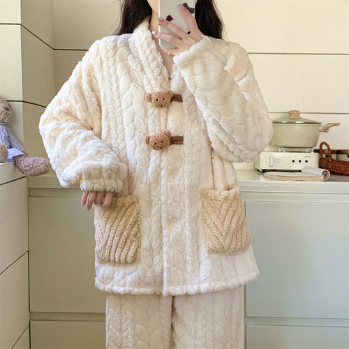 珊瑚绒睡衣女冬季加厚加绒保暖