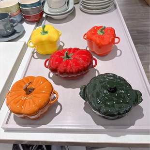 staub陶瓷碗带盖炖盅南瓜盅家用厨房儿童汤碗蒸蛋沙拉碗餐具饭碗