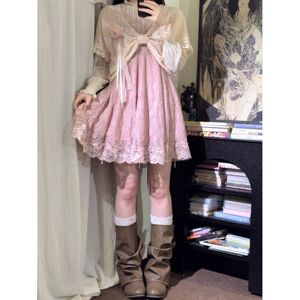 春日樱雪 甜美古着vintage氛围感三件套女春外套+长袖+连衣裙套装