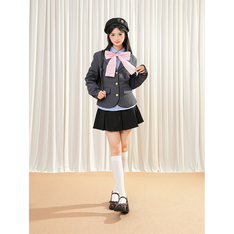 【恋爱信号】春季新款JK制服学院风短款西装外套百褶裙套装女