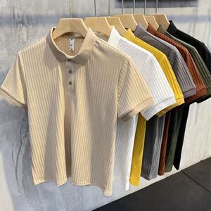 【冰丝感】男士条纹夏季翻领T恤男短袖商务休闲体恤Polo衫上衣