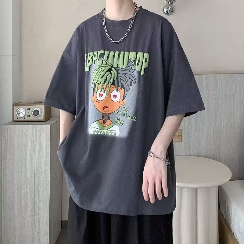 夏季港风宽松短袖T恤男