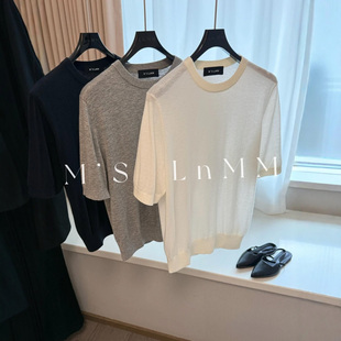 打底上衣2026春秋纯色中袖简约显瘦T恤圆领针织衫女宽松洋气上衣