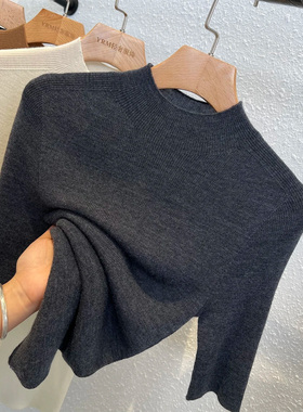 2026早秋新款半高领针织衫女修身显瘦百搭中袖纯色打底衫简约上衣