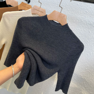 纯色打底衫 2025早秋新款 显瘦百搭中袖 女修身 简约上衣 半高领针织衫