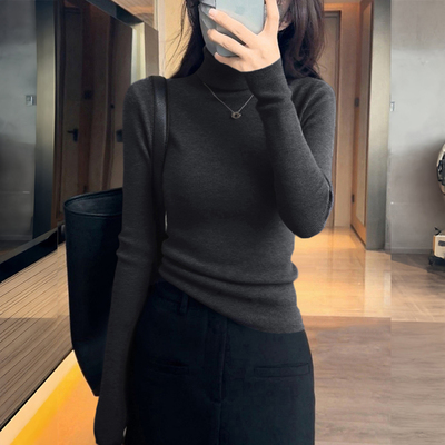 堆堆领羊毛针织打底衫女