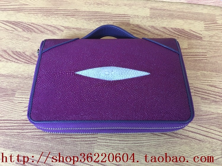Thailand lady Pearl Skin Dual zippers wallet violet Devil Skin clutch bag Large Purse Handbagin the Leather/Lady bags/Men's bag, Wallet  category - from Buy2taobao.com to provide professional Taobao agent buy service