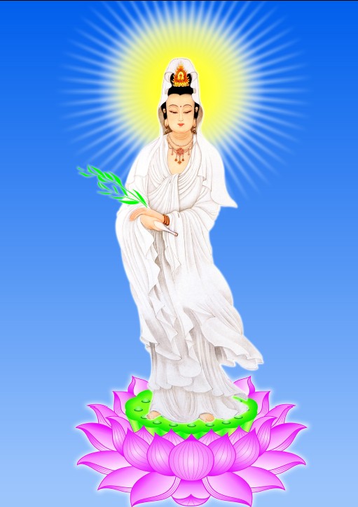 高清观世音菩萨画像艺术人物电子版jpg格式ti手绘国画图片素材q