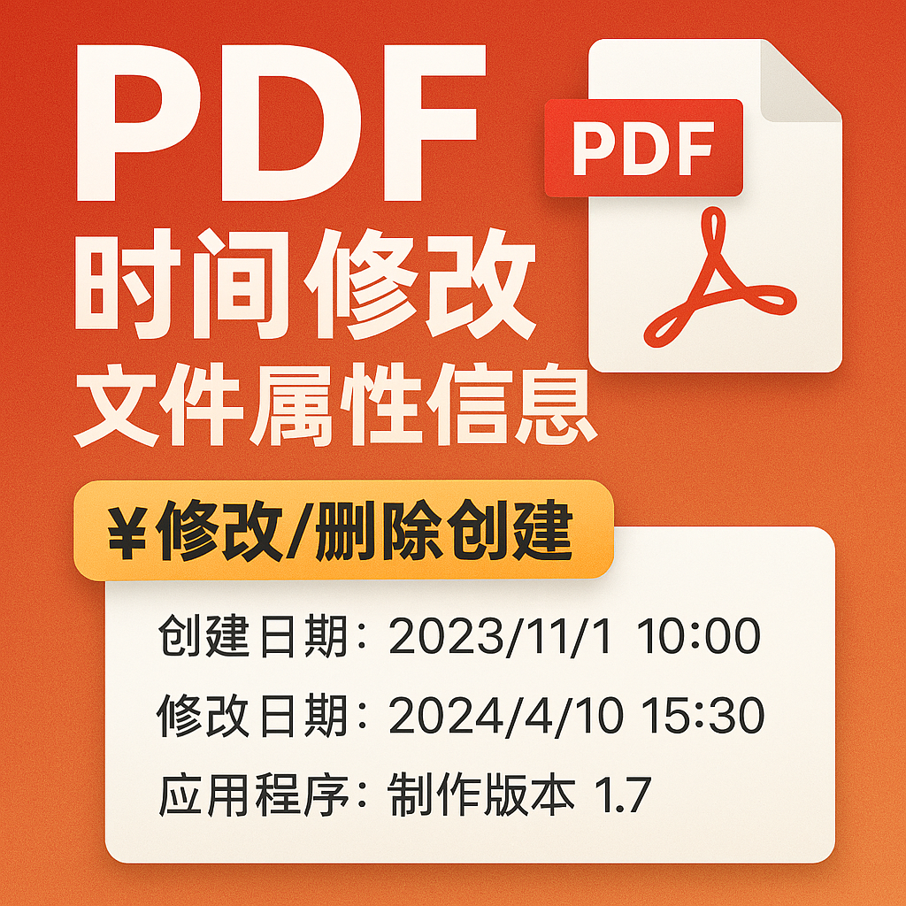 修改pdf时间修改文件属性信息删除创建编辑日期应用程序制作版本