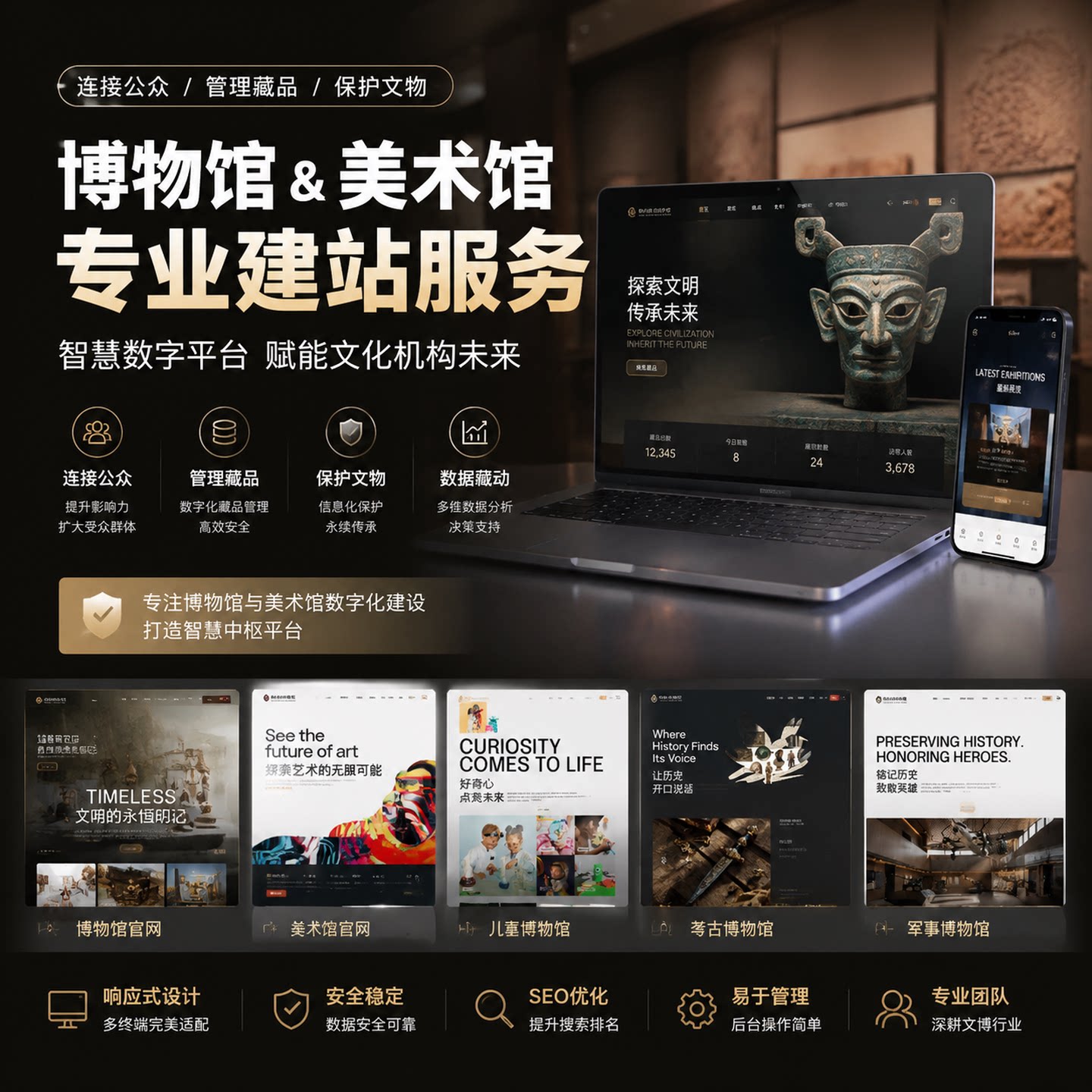 博物馆与美术馆网站建设大气自适应网站木模板源码wordpress