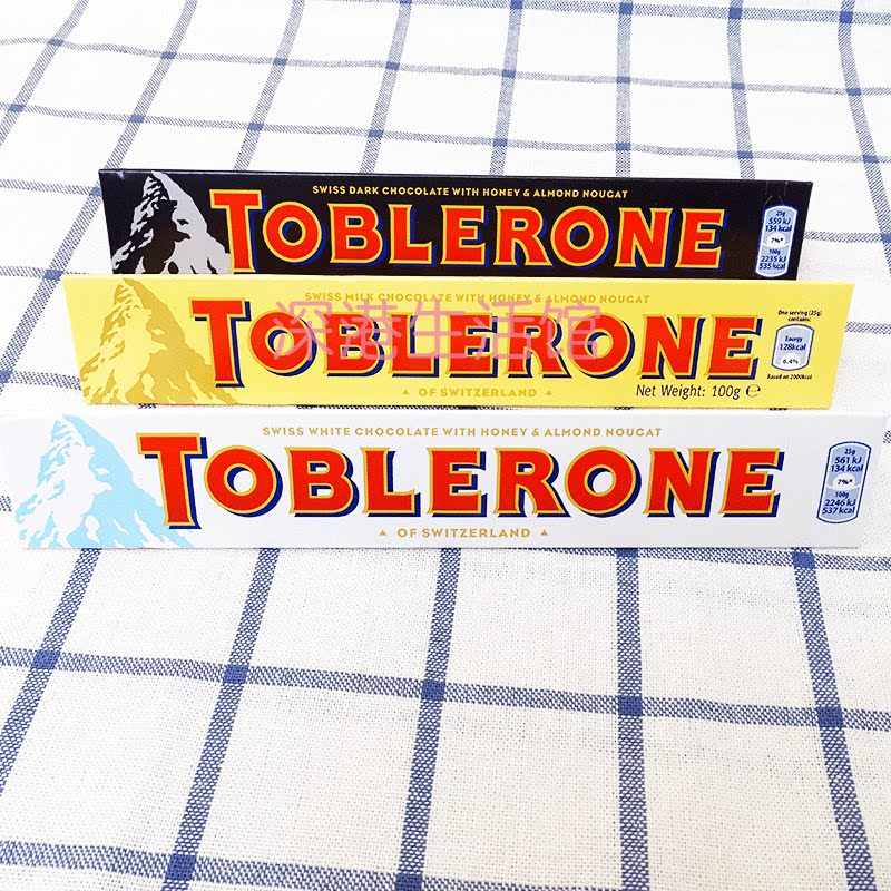 进口Toblerone瑞士三角牛奶巧克力蜂蜜杏仁味巴旦木100g 小零食
