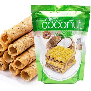 泰国Tropical Fields Crispy椰奶酥蛋卷285克 休闲零食见网红特产