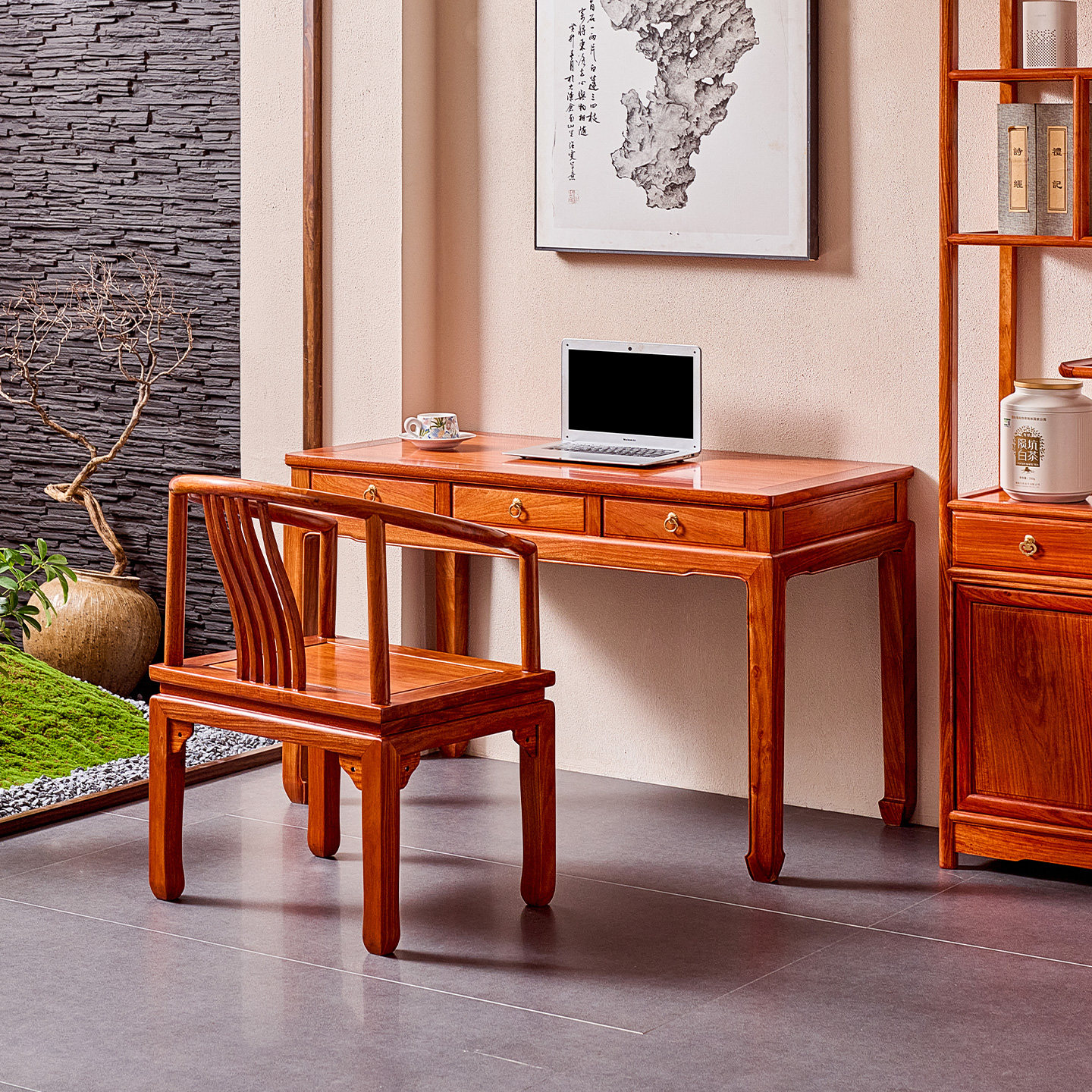 花梨木书桌小户型中式学习桌刺猬紫檀办公桌实木写字台红木电脑桌