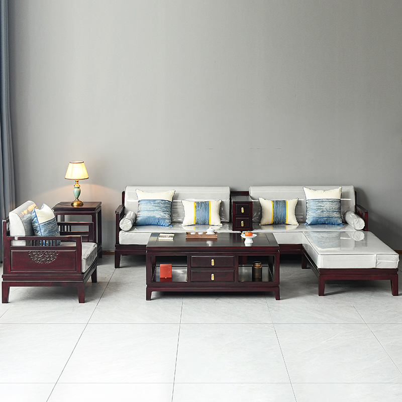 赞比亚血檀沙发组合新中式贵妃沙发非洲小叶紫檀客厅小户型全实木