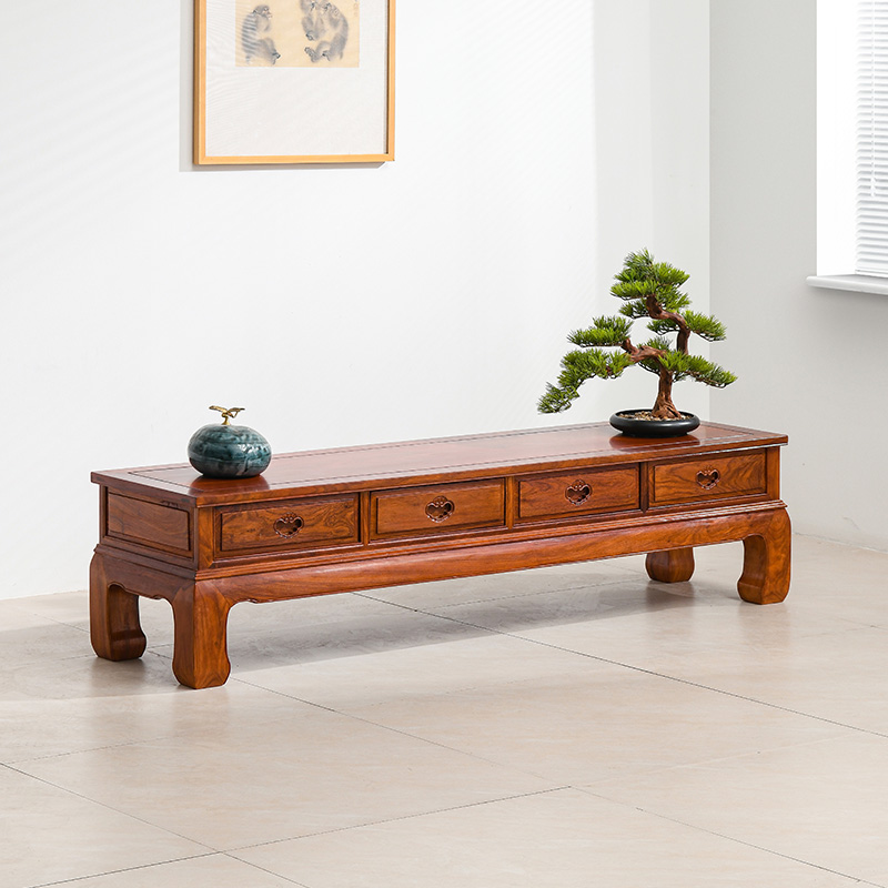 刺猬紫檀电视柜新中式客厅储物柜全实木地柜花梨木视听柜红木矮柜