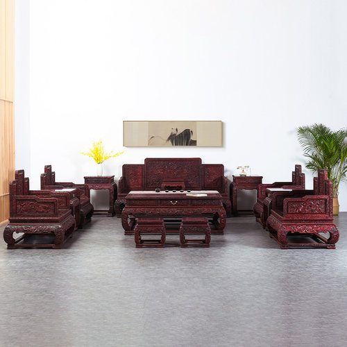 赞比亚血檀沙发客厅红木中式组合