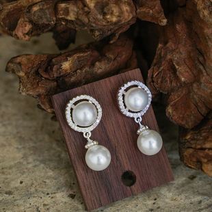 沁恋足银999圆圈珍珠耳钉设计感高级轻奢气质纯银耳环送女友礼物