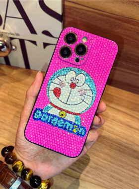 适用苹果14Promax手机壳满钻女款iPhone15Promax防摔全包13Promax镶钻奢华机器猫苹果12卡通网红11潮牌15plus