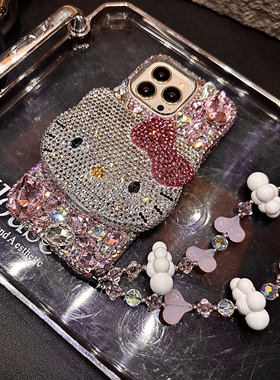 懒懒同款17Promax奢华水钻手机壳16带钻15Hellokitty立体猫苹果14