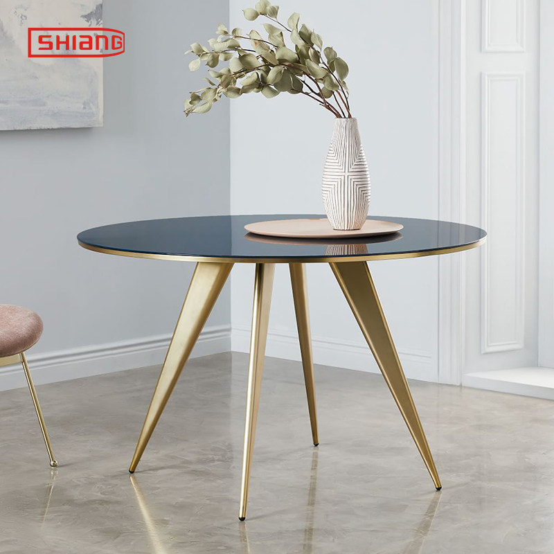 北欧轻奢风圆形钢化玻璃大理石客厅餐桌香槟金不锈钢中小户型饭桌在类目 住宅家具, 桌类, 餐桌中 - 来自Buy2taobao.com提供专业的淘宝代购服务