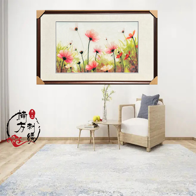 苏艺刺绣纯手工苏绣成品挂画精品4丝刺绣花卉餐厅玄关床头装饰画图片