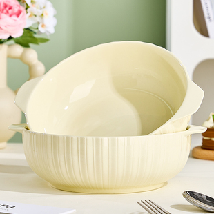陶瓷双耳大汤碗健康奶油风家用酒店饭店大号酸菜鱼毛血旺专用汤盆