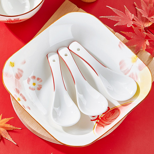 2025新款喜庆家用红边大小汤勺