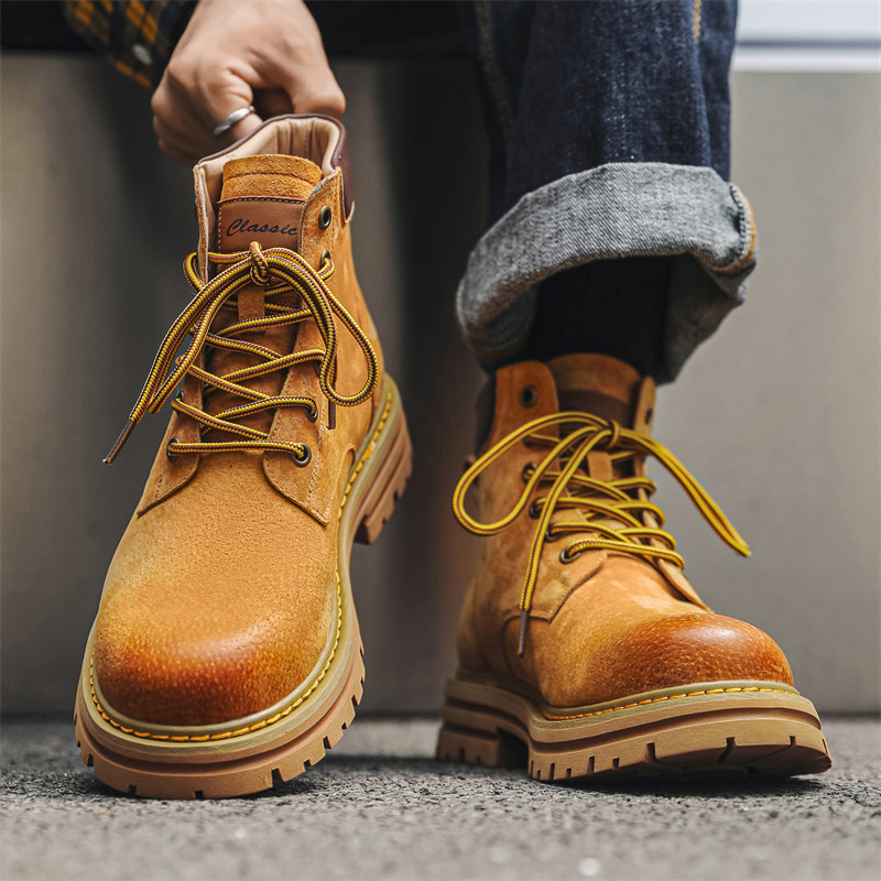 春季透气2026马丁靴男款美式真皮复古男鞋情侣工装靴踢不烂大黄靴