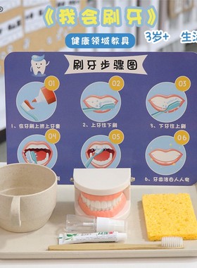 蒙氏教具精细动作训练早教生活区小班材料幼儿园区域刷牙牙齿操作