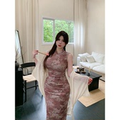 微胖旗袍裙气质收腰显瘦开叉国风连衣裙 新中式 Bbabes 花今朝