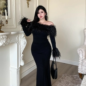 Bbabes 韵味勾勒 微胖设计感褶皱鱼尾裙高腰包臀裙遮肚半身裙女